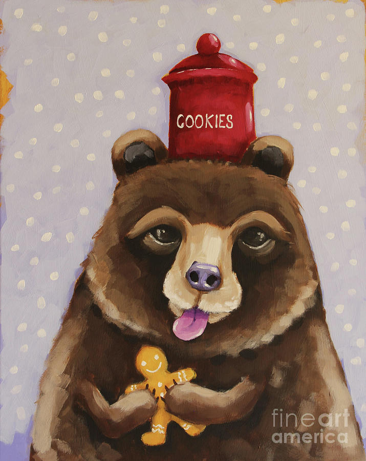 Whimsical Cookie Bear Painting by Lucia Stewart