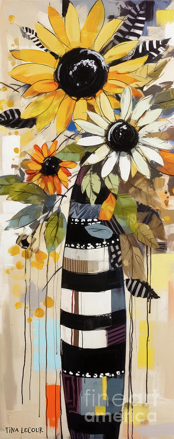Daisy Flowers Painting -  Whimsical Daisies by Tina LeCour