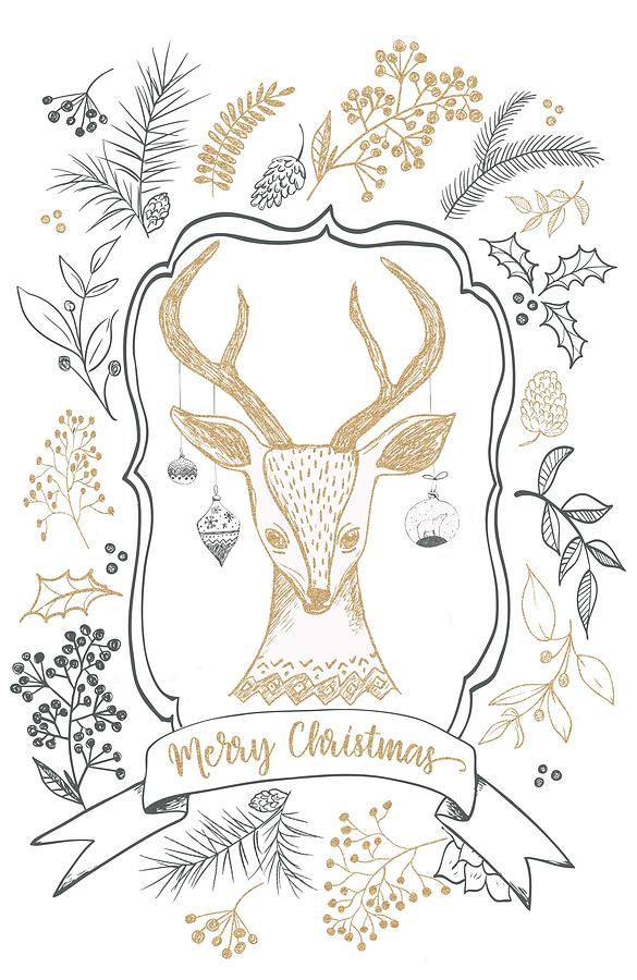 Christmas Digital Art - Whimsical Deer by Ink Well