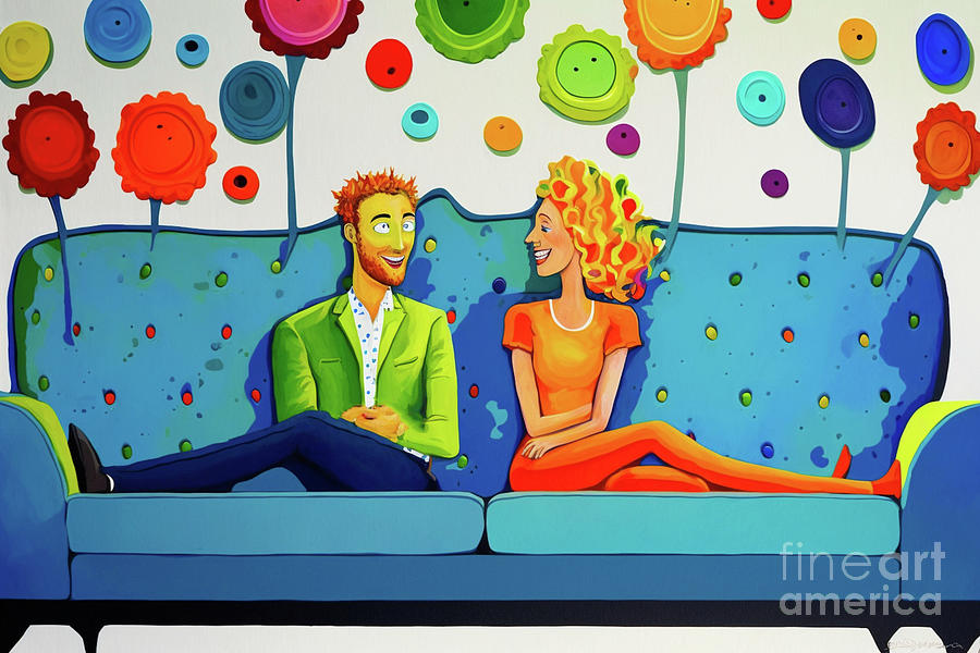 Whimsical Duo on a Sofa Digital Art by Glenn Robins