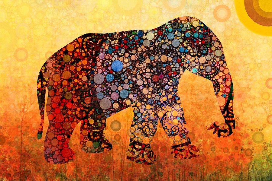 Whimsical Elephant Art Digital Art by Peggy Collins