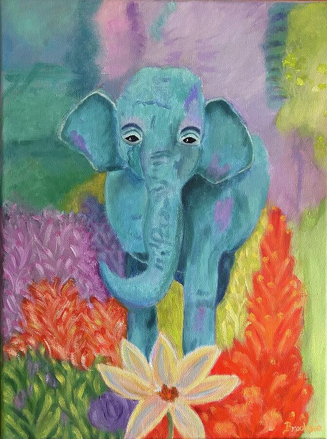 Nature Painting - Whimsical Elephant by Brooksie Steinman