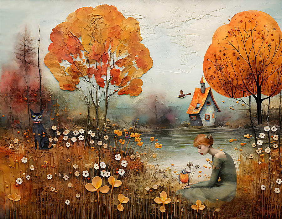 Whimsical Fall Scene Digital Art by C VandenBerg
