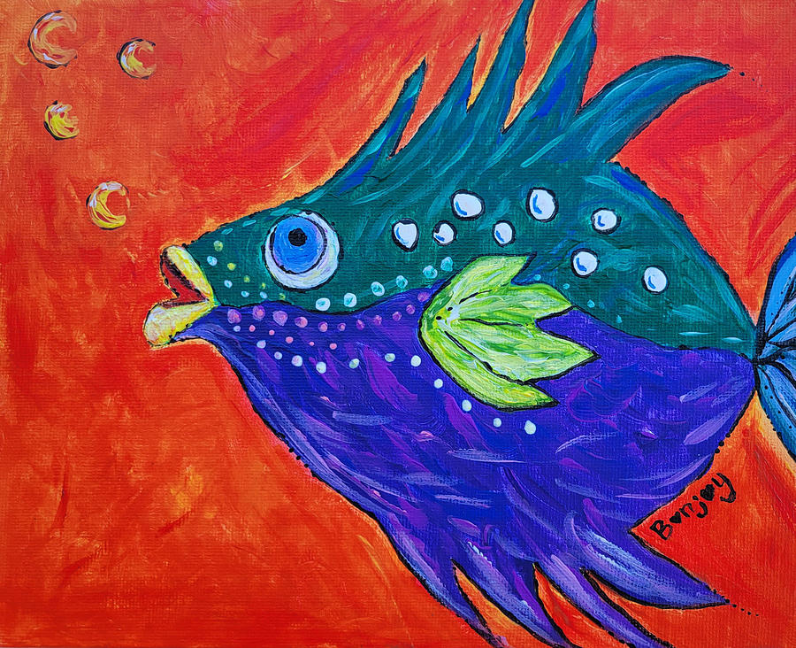 Whimsical Fish Painting by Bonny Puckett