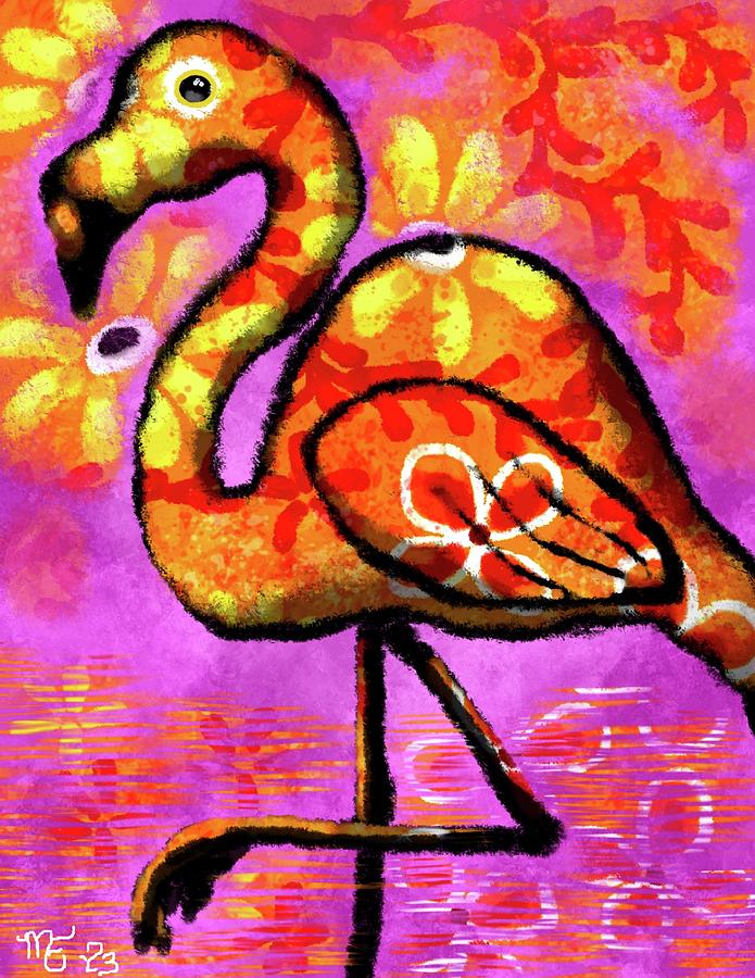 Whimsical Flamingo Abstract Art Digital Art by Monica Resinger