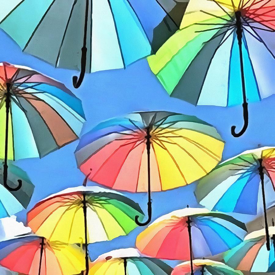 Whimsical Floating Umbrellas Painting by Taiche Acrylic Art