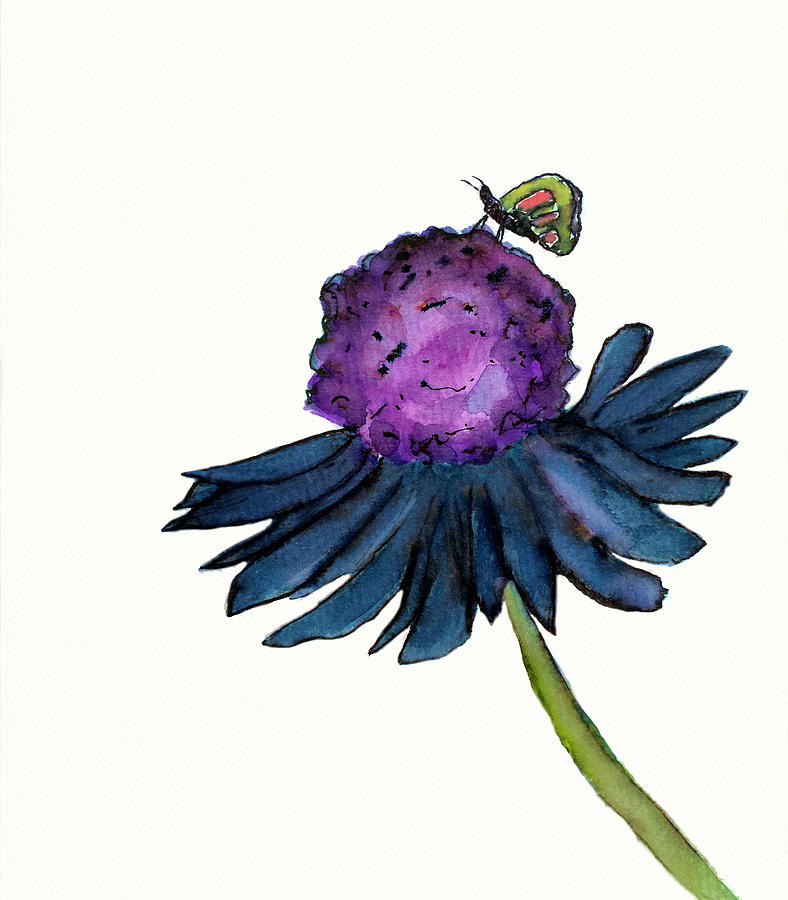 Whimsical Flower And Tiny Butterfly Painting by Deborah League