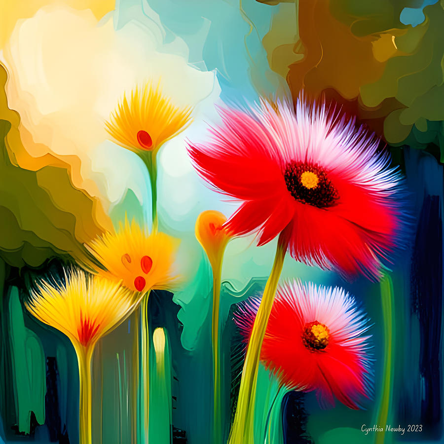 Whimsical Flowers Digital Art by Cindys Creative Corner