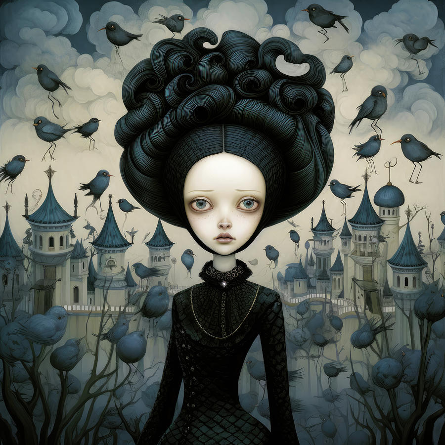 Whimsical Gothic Girl 01 Digital Art by Matthias Hauser