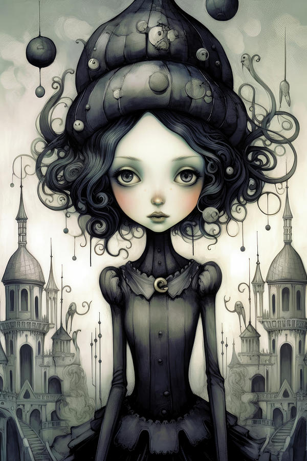 Whimsical Gothic Girl 03 Digital Art by Matthias Hauser