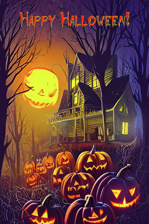 Whimsical Halloween Greeting Digital Art by Mark Andrew Thomas