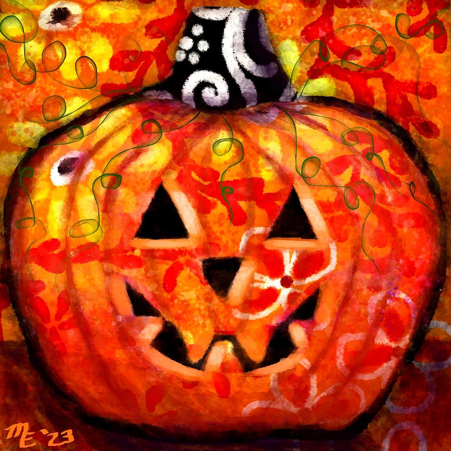 Whimsical Halloween Jack O Lantern Pumpkin Painting by Monica Resinger
