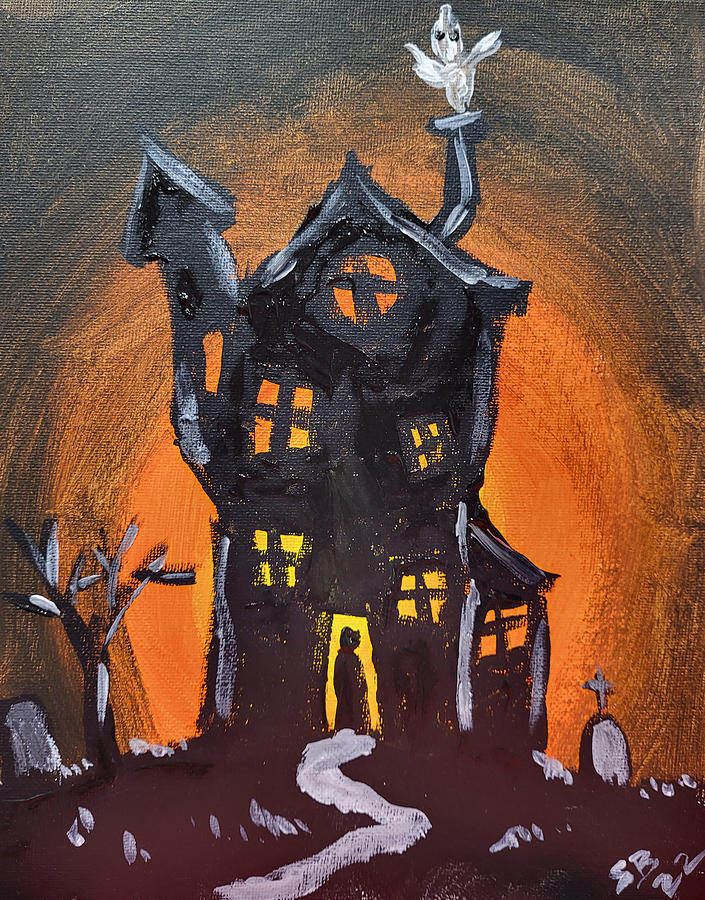 Whimsical Haunted House Painting By Sharon Blank - Fine Art America