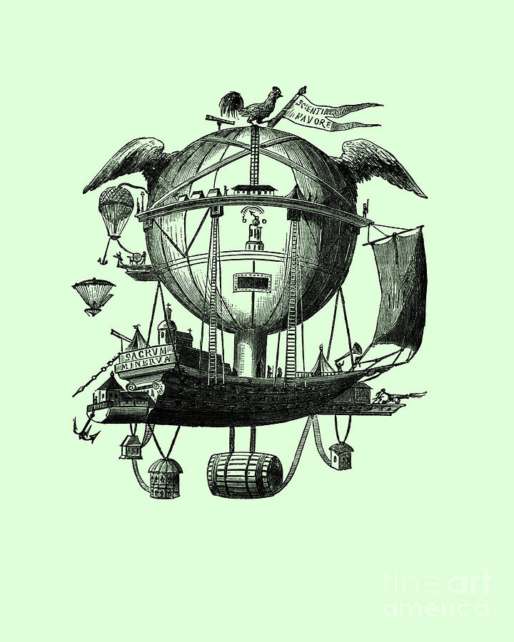 Fantasy Digital Art - Whimsical Hot Air Balloon Ship by Madame Memento