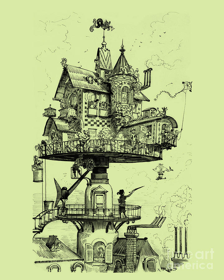 Fantasy Digital Art - Whimsical house by Madame Memento