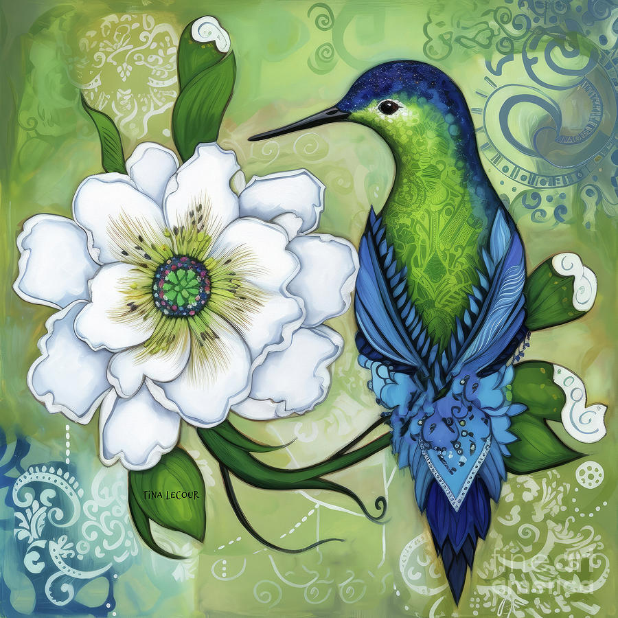 Whimsical Hummingbird Painting