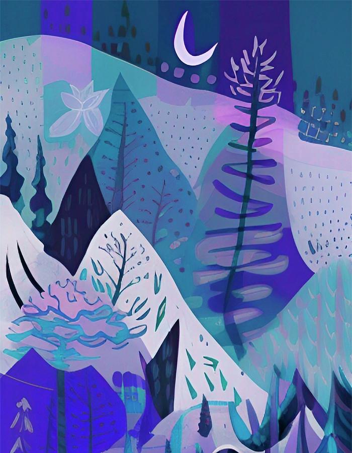 Whimsical Mountains Digital Art by Bonnie Bruno