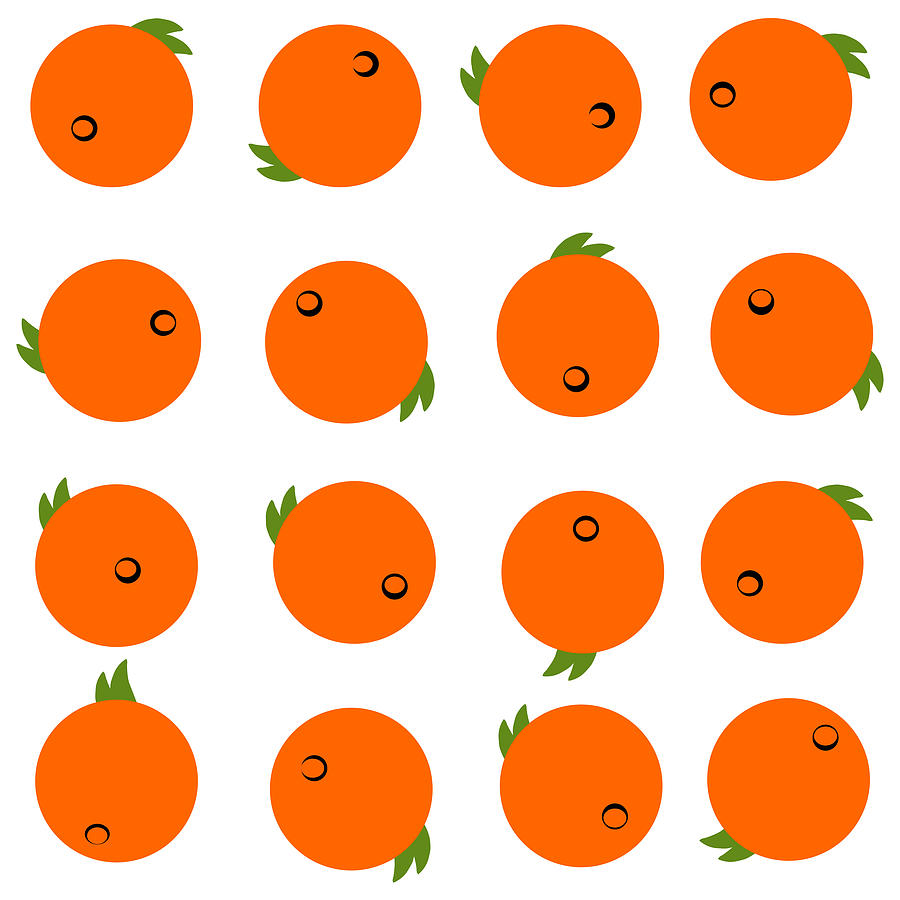Whimsical Oranges Minimalist Food Art Digital Art