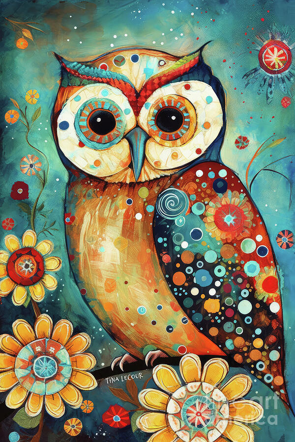 Owl Painting - Whimsical Owl by Tina LeCour
