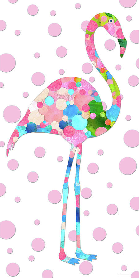 Flamingo Painting - Whimsical Pink Flamingo Art - Beach Fun Artwork by Sharon Cummings