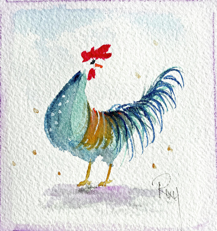 Whimsical Rooster 29 Painting by Roxy Rich