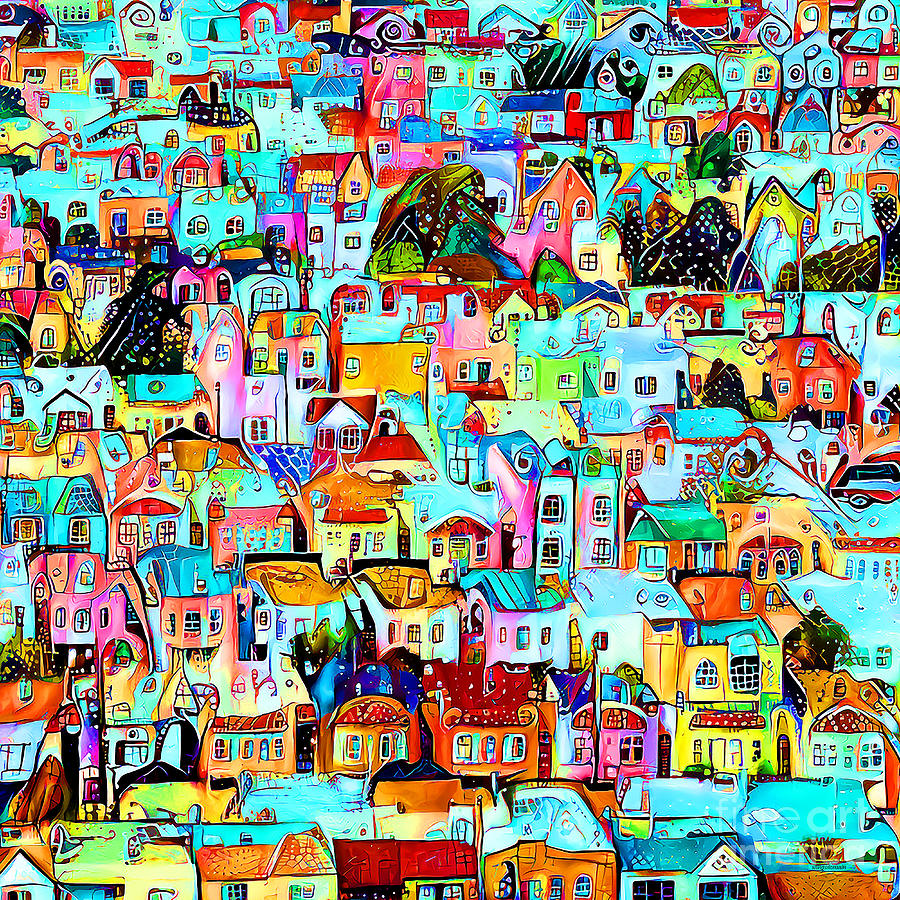 Whimsical San Francisco Houses In The Hills 20210310 square Photograph by Wingsdomain Art and Photography