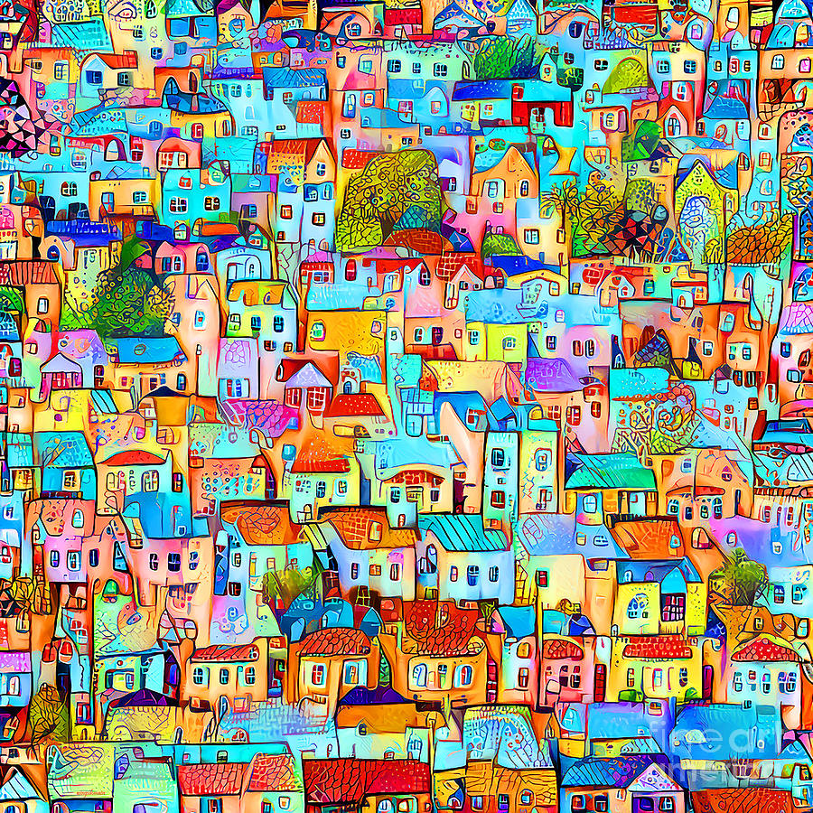 Whimsical San Francisco Houses In The Hills Version Two 20210416 square Photograph by Wingsdomain Art and Photography