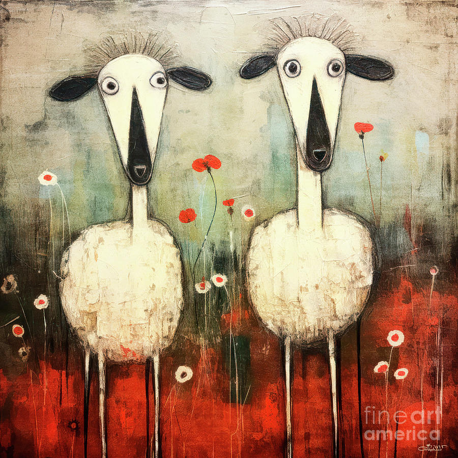 Whimsical Sheep Digital Art by Jutta Maria Pusl