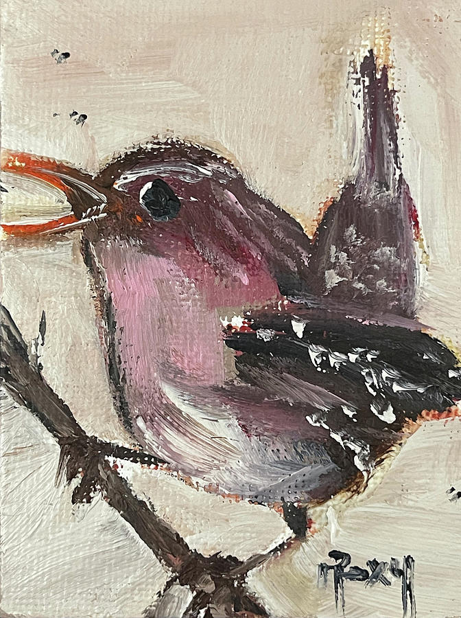 Whimsical Singing Wren Painting by Roxy Rich