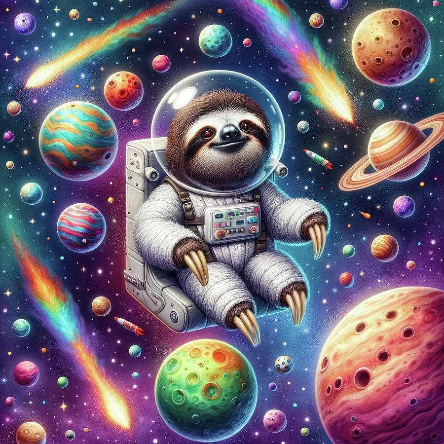 Whimsical Sloth Astronaut 01 Digital Art by Matthias Hauser