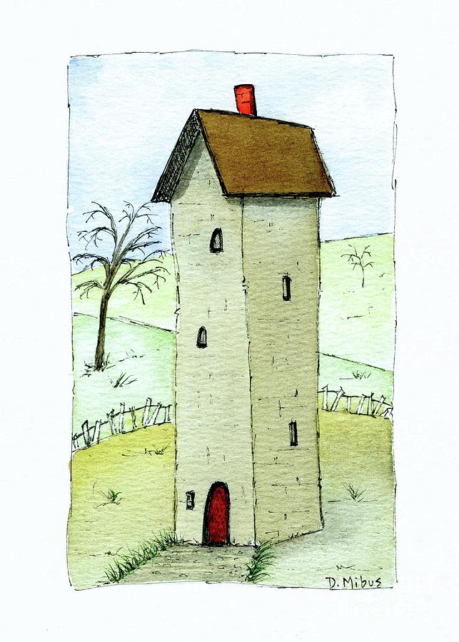 Whimsical Tall House  Painting by Donna Mibus
