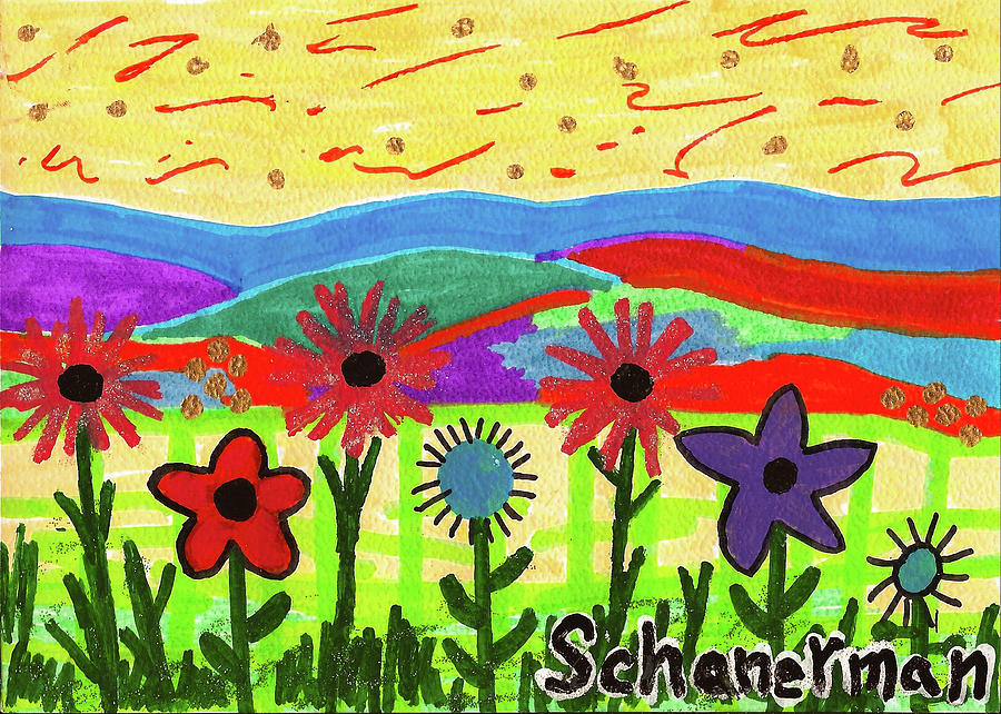 Whimsical Wildflowers Drawing by Susan Schanerman
