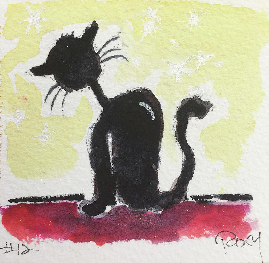 Whimsy Kitty 12 Painting by Roxy Rich