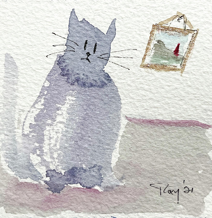 Whimsy Kitty 16 Painting by Roxy Rich