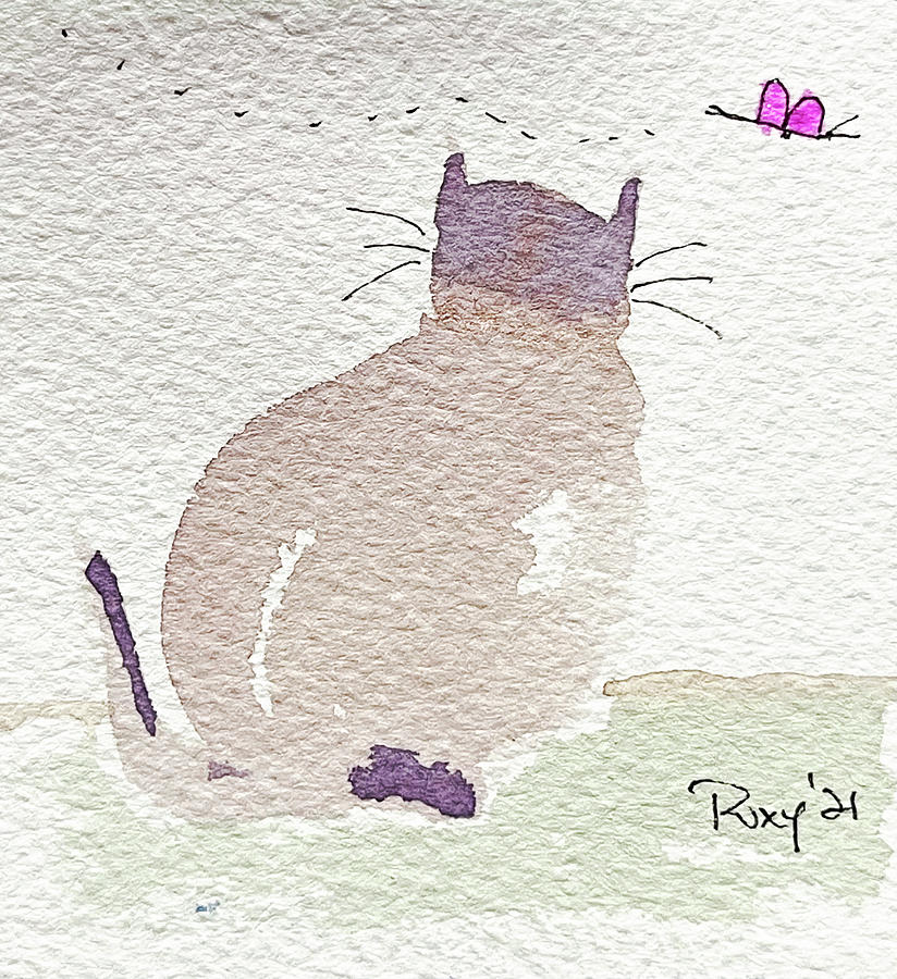 Whimsy Kitty 17 Painting by Roxy Rich