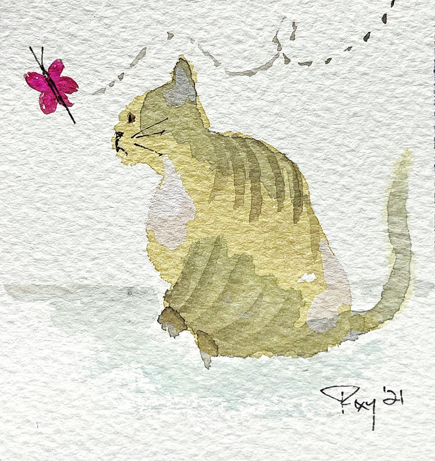 Whimsy Kitty 18 Painting by Roxy Rich