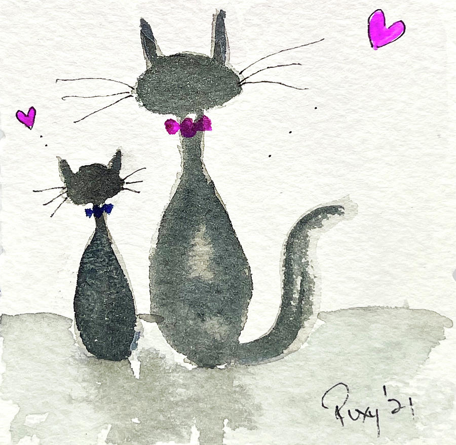 Whimsy Kitty 19 Painting by Roxy Rich