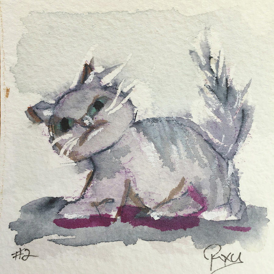 Whimsy Kitty 2 Painting by Roxy Rich