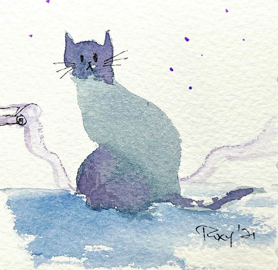 Whimsy Kitty 20 Painting by Roxy Rich