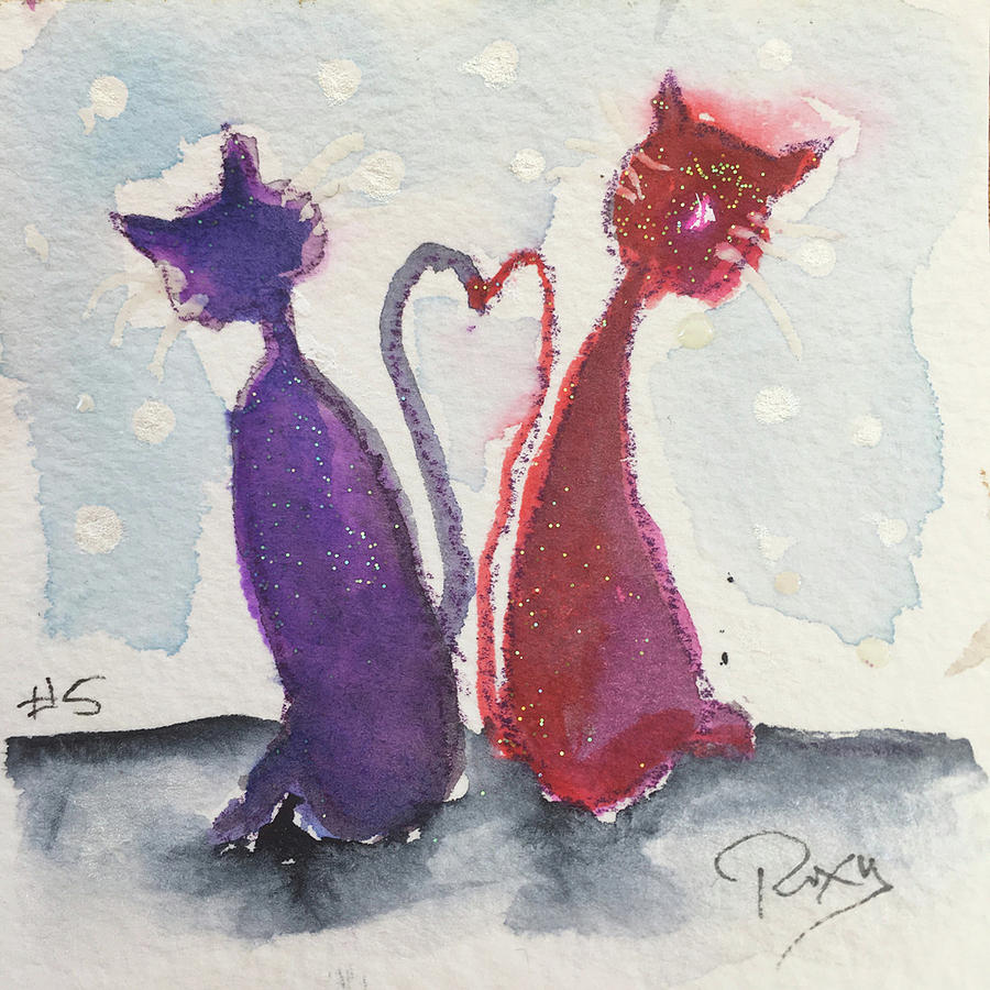 Whimsy Kitty 5 Painting by Roxy Rich