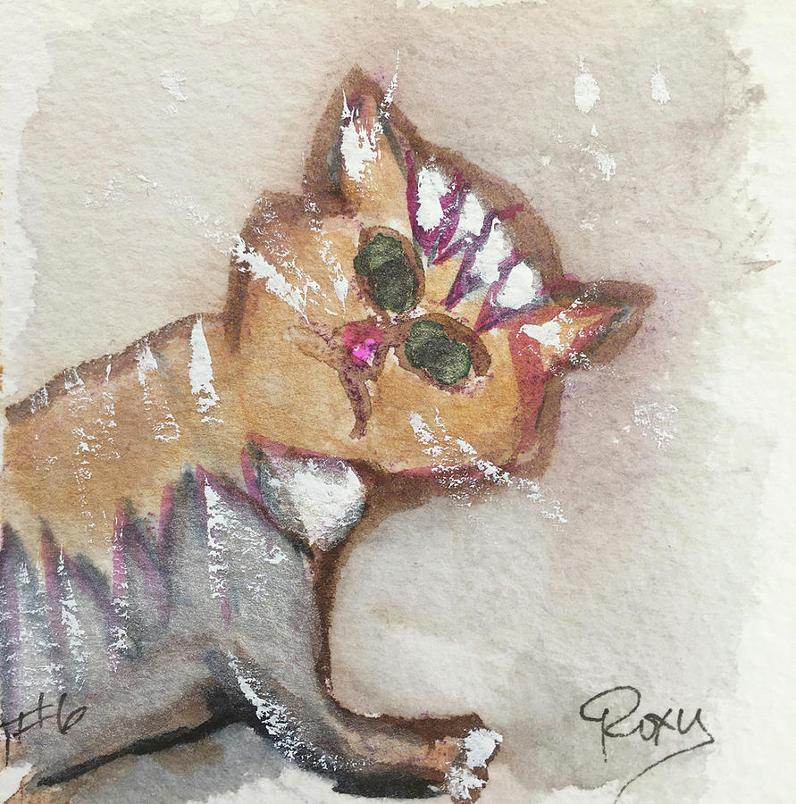 Whimsy Kitty 6 Painting by Roxy Rich