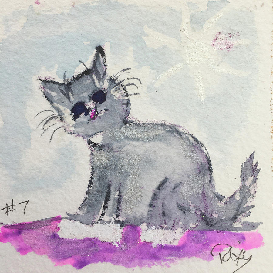 Whimsy Kitty 7 Painting by Roxy Rich