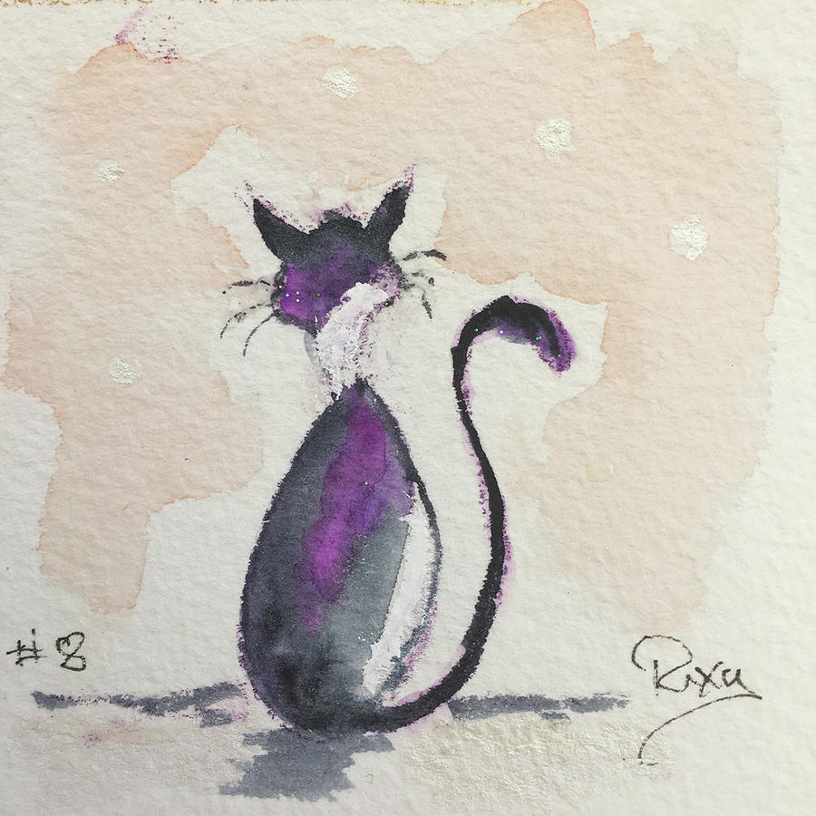 Whimsy Kitty 8 Painting by Roxy Rich