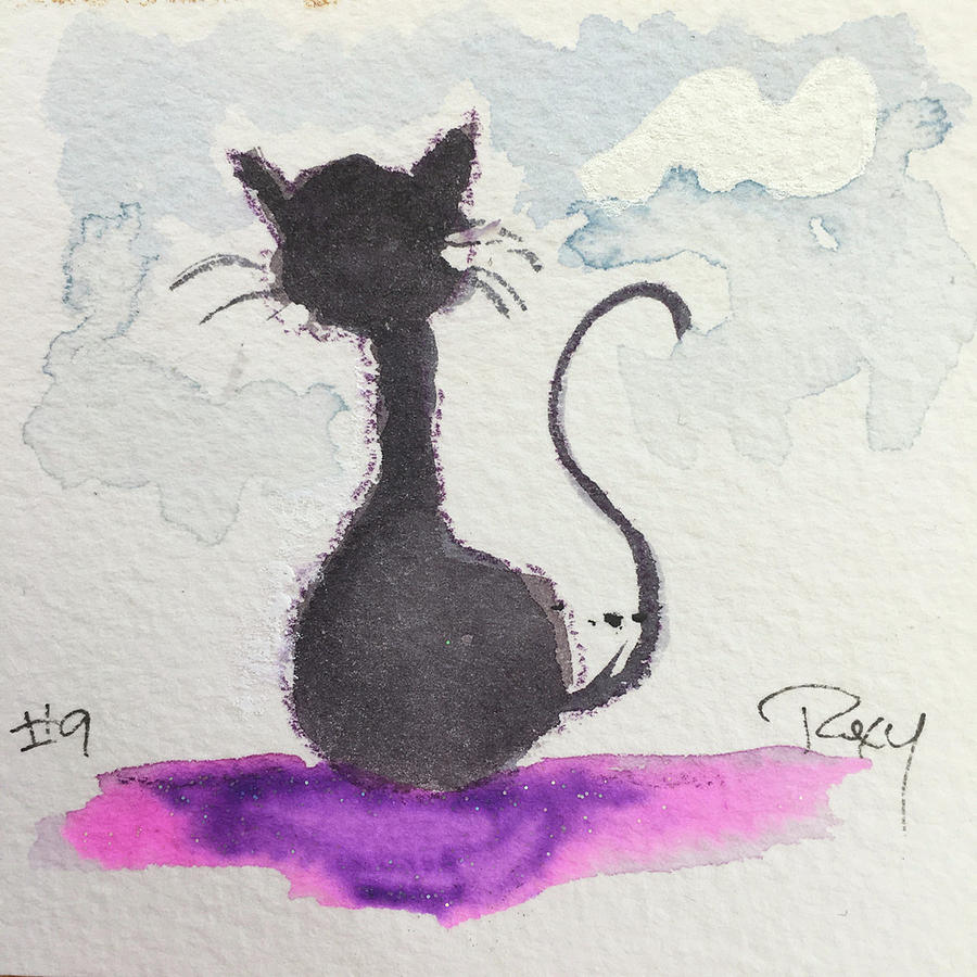 Whimsy Kitty 9 Painting by Roxy Rich