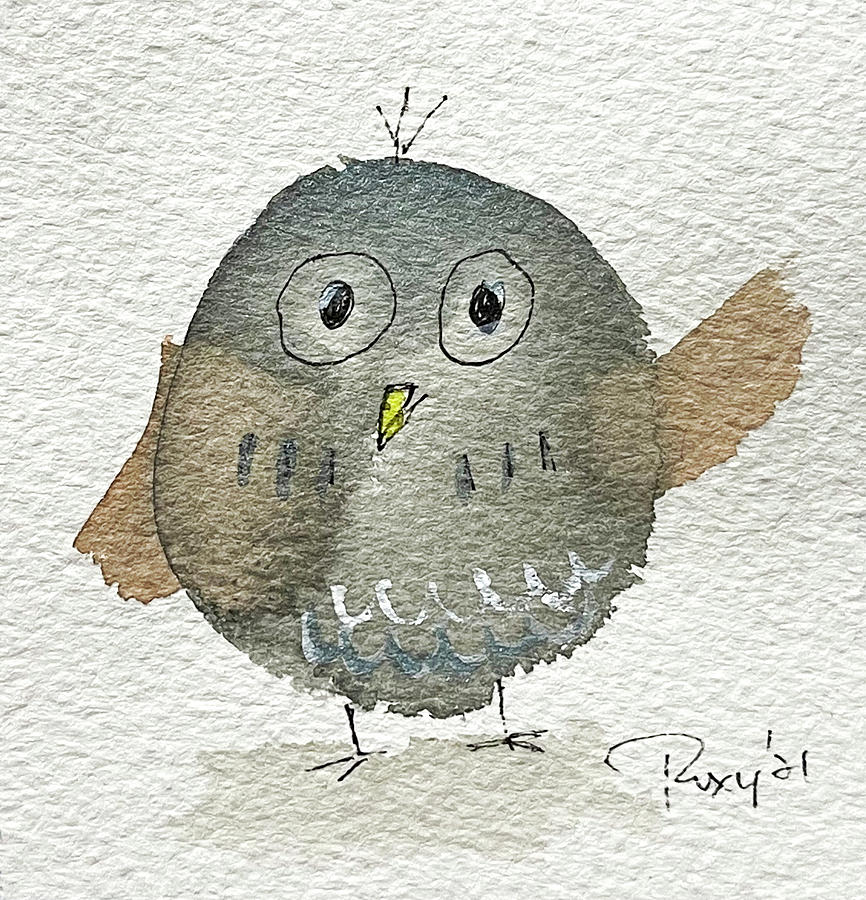 Whimsy Owl 1 Painting by Roxy Rich
