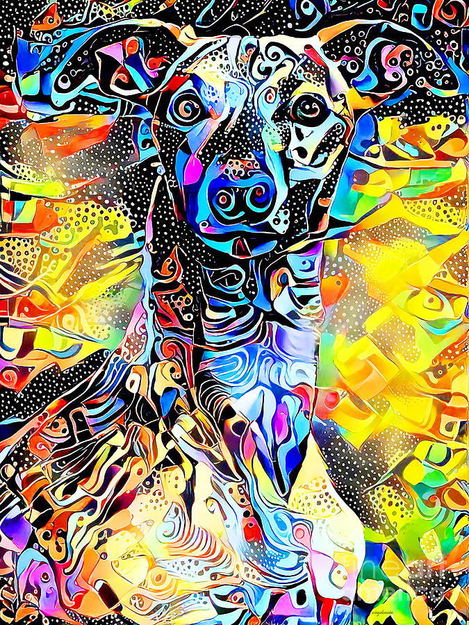 Whippet Dog in Vibrant Contemporary Surreal Abstract Colors 20210206 Photograph by Wingsdomain Art and Photography
