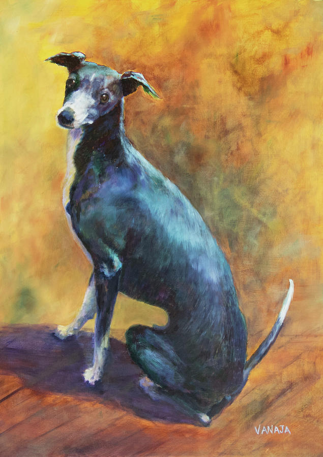 Whippet the Friendly Dog Painting by Vanajas Fine-Art