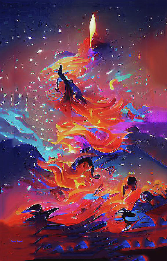 Whirling fire and ice  Digital Art by Dennis Baswell