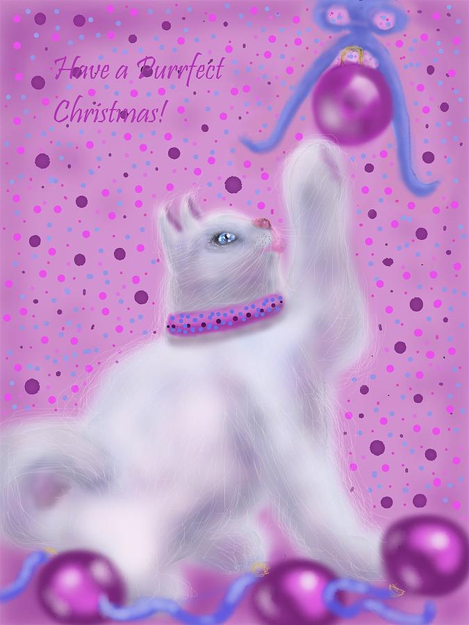 Whiskers Purrfect Christmas Painting by Angela Davies