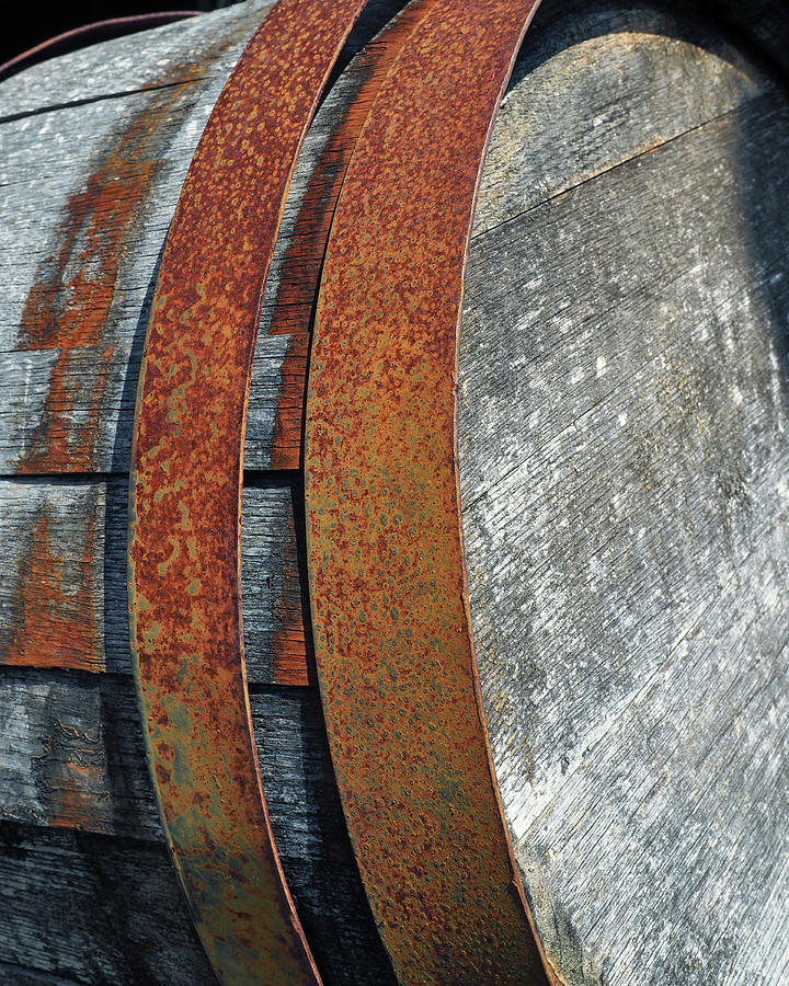 Whiskey Barrel Staves and Rusty Bands Photograph by Bill Swartwout